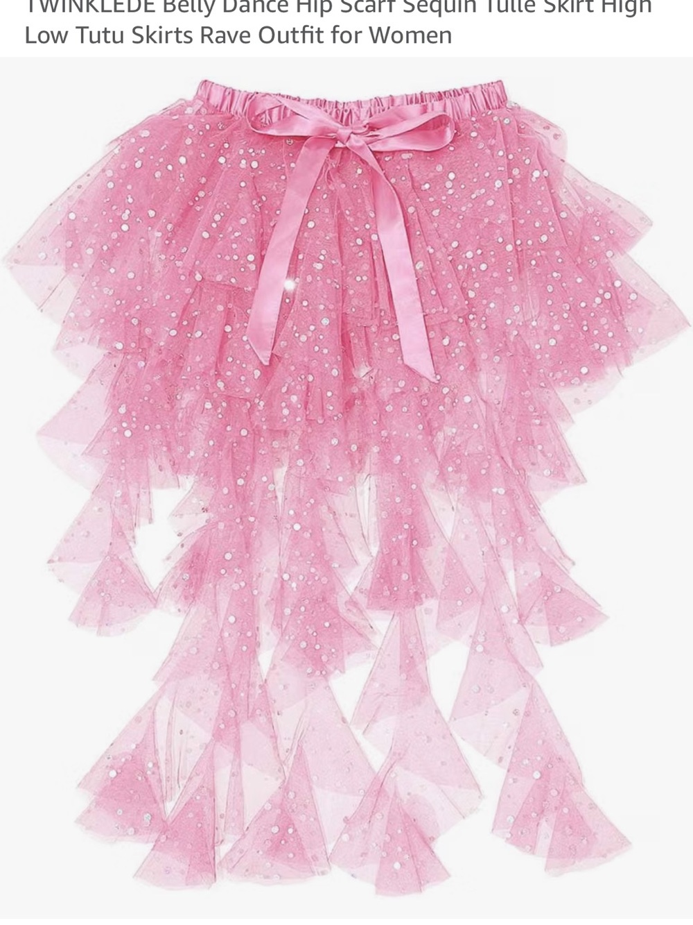 Pink Sequin Tulle High-Low Tutu Skirt